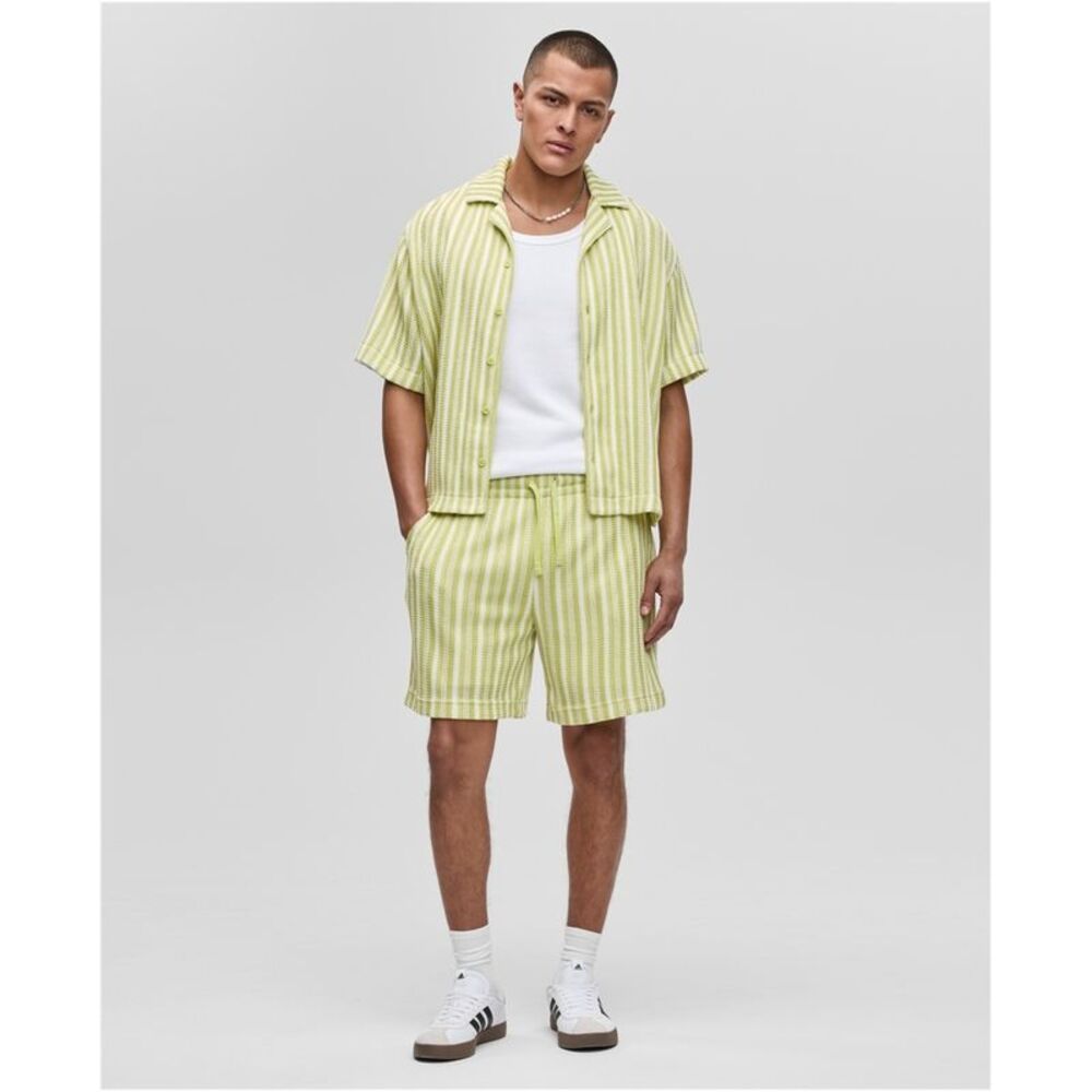 Mode Of One Mens Relaxed-Fit Vertical-Stripe Casual Walking Shorts, White, L, DM